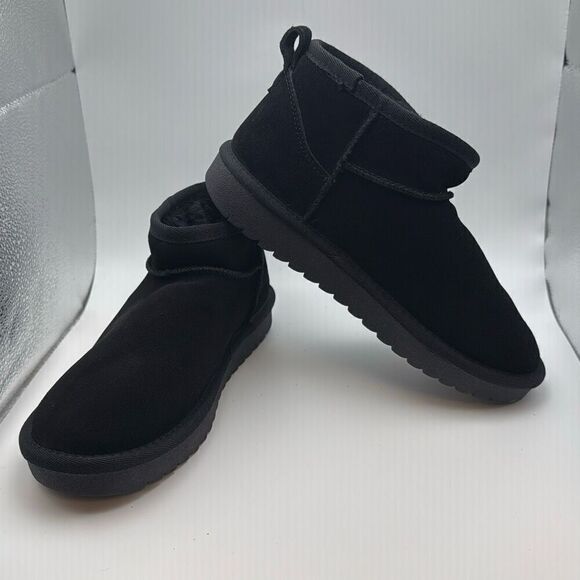 CUSHIONAIRE Women's Cozy Genuine Suede Ankle SnowβBoots - Pull-On SIZE 6 BLACKβοΈ - Picture 6 of 7